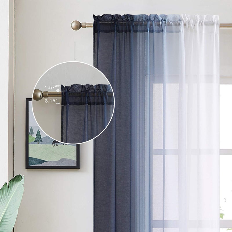 July Joy Dark Grey Ombre Faux Linen Sheer Curtains for Bedroom Living Room Rod Pocket, 2 Tone Reversible Gradient Voile Semi Window Curtains,Privacy and Light Filtering, Set of 2 Panels, 54 x 84 Inch Length - Image 3